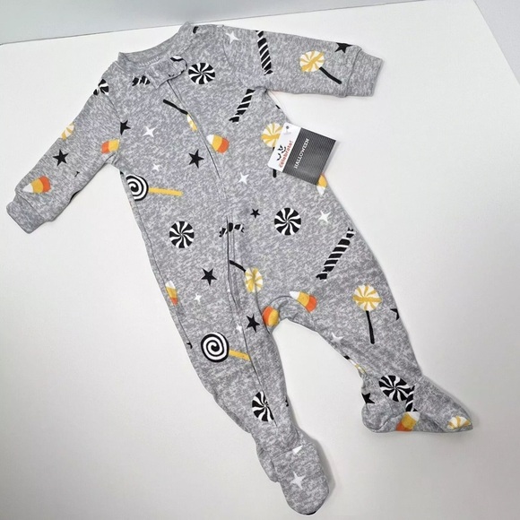 Baby Halloween Candy Romper Grey (NWT) Size: 0/3M - Candy Corn - Picture 5 of 10